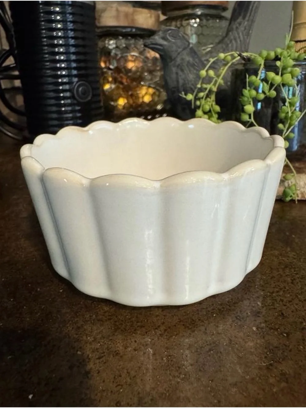 The Pioneer Woman Colette  White Scalloped Ceramic Ramekins - Set of 4